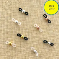 

S925 Silver Beaded Adjustable Eyeglass Chain Silicone Rubber Loop Coil Ends Jewelry Findings For Eyeglass Chain