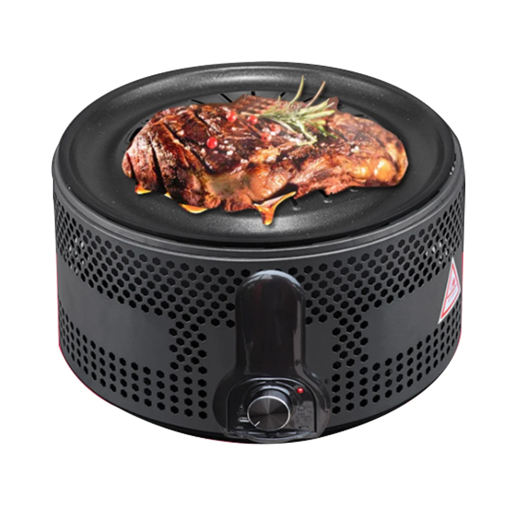 

Korean smokeless charcoal grill indoor and outdoor portable field smokeless barbecue, Black