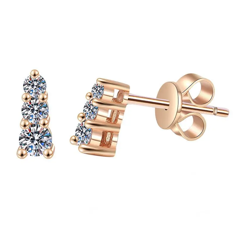 Luxury Fashion New 925 Sterling Silver Three Tone Stone D Color Total 23points Moissanite Jewelry Earrings for Women