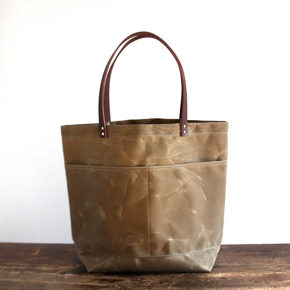 

2019 New Arrival Heavy Duty Reusable Grocery Bag Waterproof Waxed Canvas Travel Tote Bag, Customizable