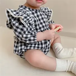 Baby Clothes Spring Autumn Baby Jumpsuit Plaid Ruf