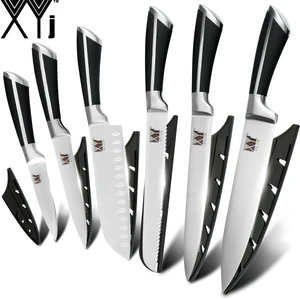 Image of XYj Knife Yangjiang 6 Pieces 3Cr13 Stainless Steel Knife Set Japanese Kitchen Knife Set With Black Handle