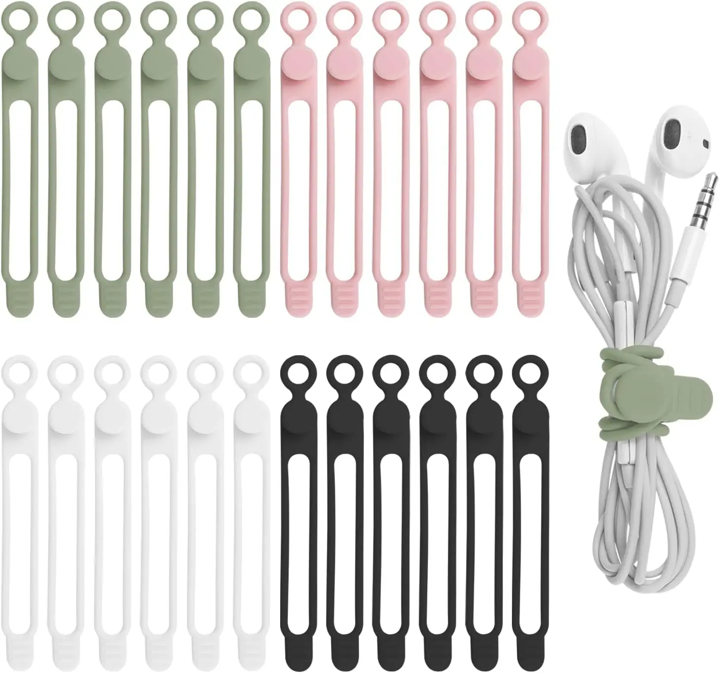 

Hongyucable Silicone Anti-lost Earphone Cord Colorful Reusable Holder Strap Organizer Management for Fastening Cable Cords