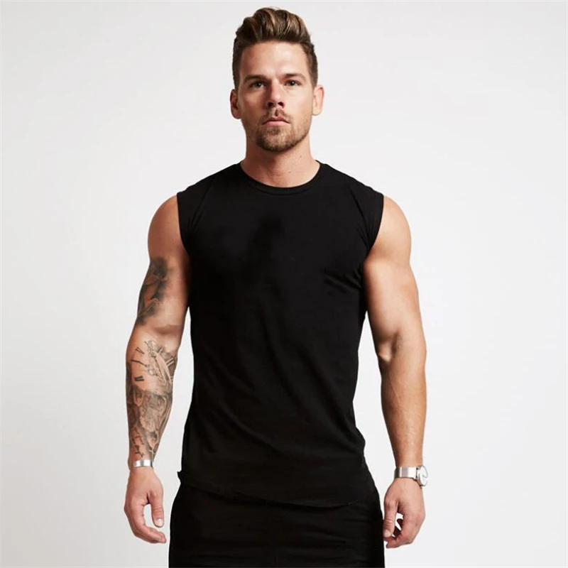 

wholesale plain polyester sleeveless T-shir moisture wicking active athletic performance crew gym quick dry t shirt for men, Customized color