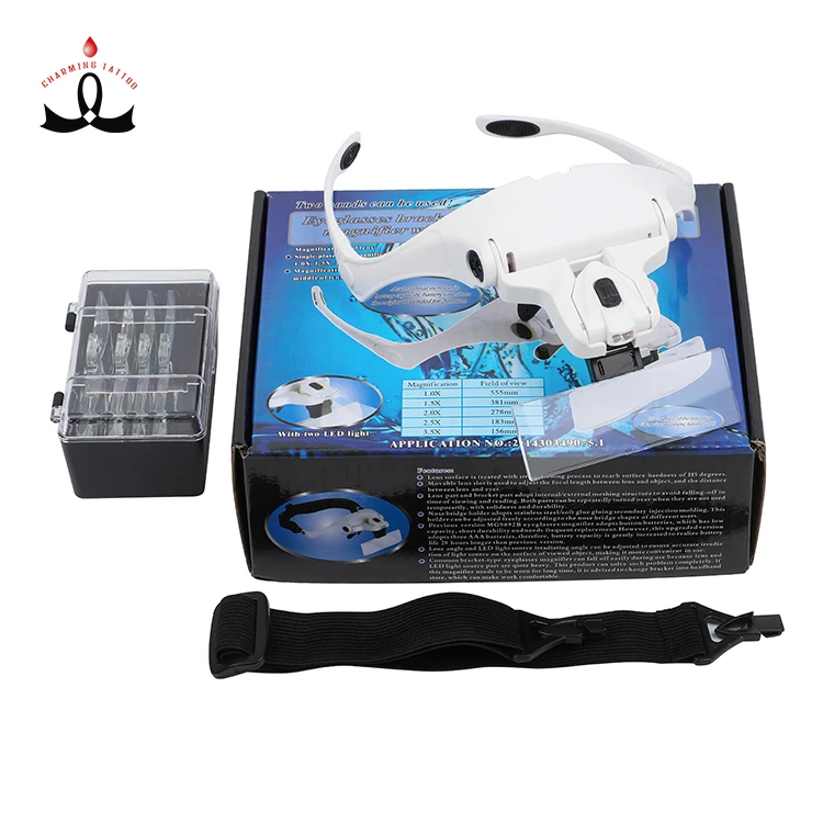 

Permanent Makeup Accessories White LED Headset Magnifying Glass