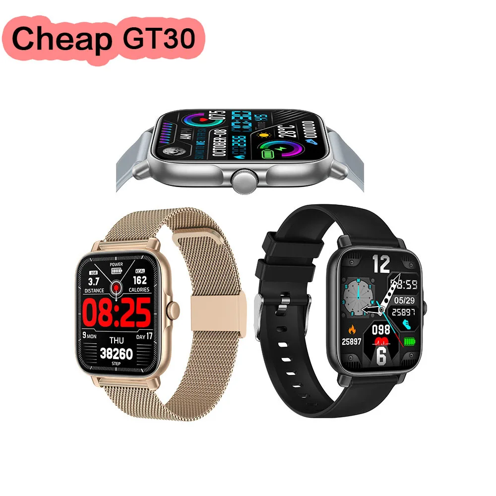 

High quality phone watch GT30 1.69'' BT calling smart bracelet with custom wallpaper heart rate monitor phone watch smart band