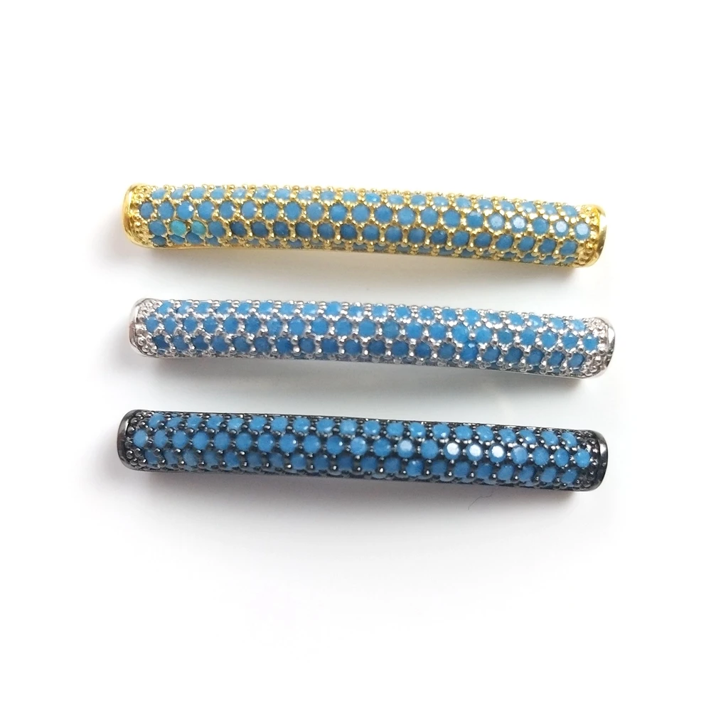 

Pave Micro Blue Zircon Bead fit Fashion Women Bracelets DIY Necklaces Handmade Long Strip Beads Spacer Charms for Jewelry Making, Multi color