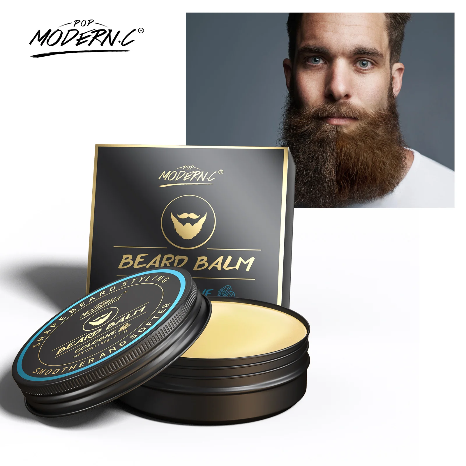 

Wholesale Custom men beard grooming moisturize wax mustache beard butter hair styling beard essential balm