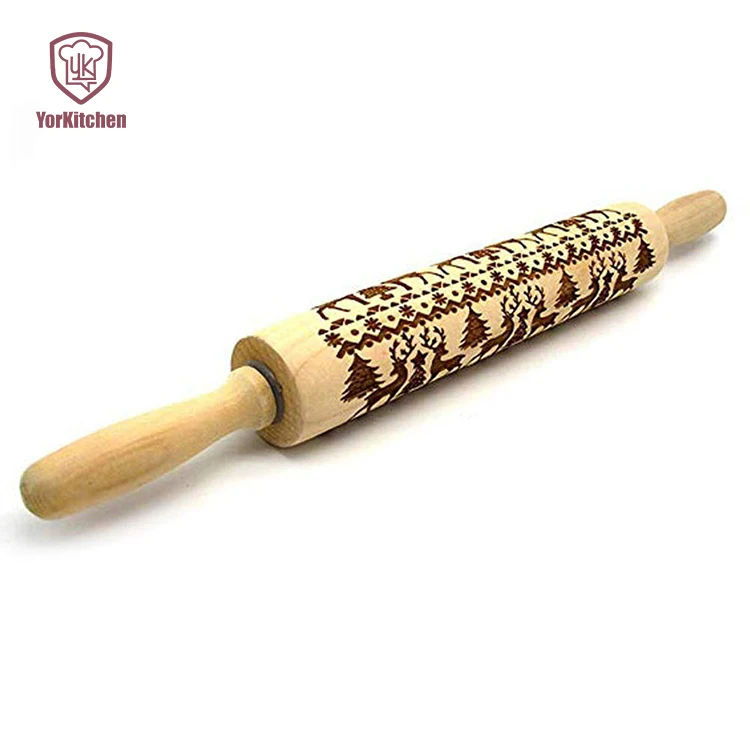 

Christmas Wooden Rolling Pins Christmas Engraved Roller Christmas Kitchen Tools
