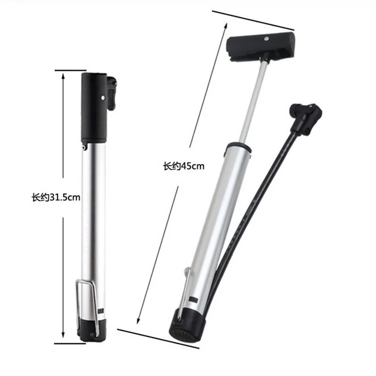 

Road Bicycle Motorcycle car high pressure basketball mini aluminum alloy portable mountain bike pump, Silver black golden