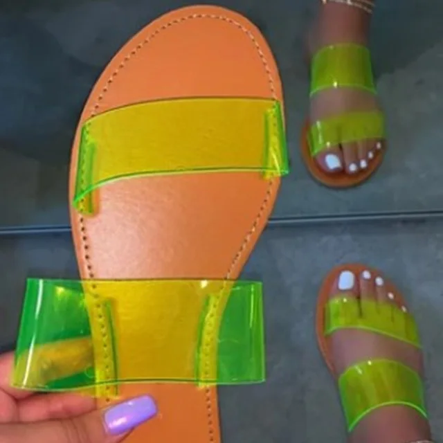 

2021 Latest Fashion Crystal Shoes Clear Flat shoes slides sandalias femme chaussures women's Slippers, Customized color