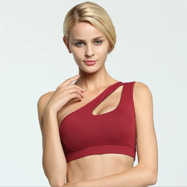 

Factory Directly High Quality 300GSM fabric One shoulder Gym Sports Bra