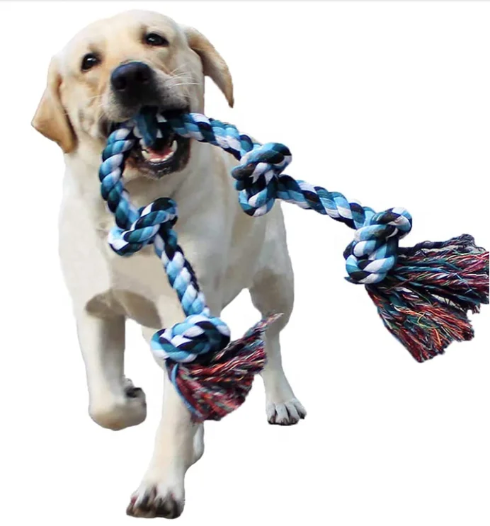

Large Dog Chew Rope Toys for Aggressive Chewers Heavy Duty Dog Toys for Medium Large Dogs Tough Twisted Rope Toy with 5 Knots