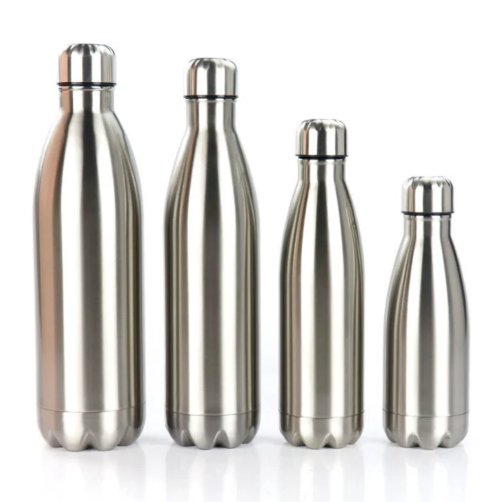 350ml to 1000ml Eco-Friendly double wall 18/8 stainless steel insulated cola shape vacuum thermal sports chilly water bottle, Customized color