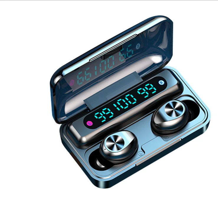 

Mini headphones f9 TWS 5.0 Wireless Earbuds Earphone With 2000mAh Charging Sports Gaming Headset With LED Display headphone, White