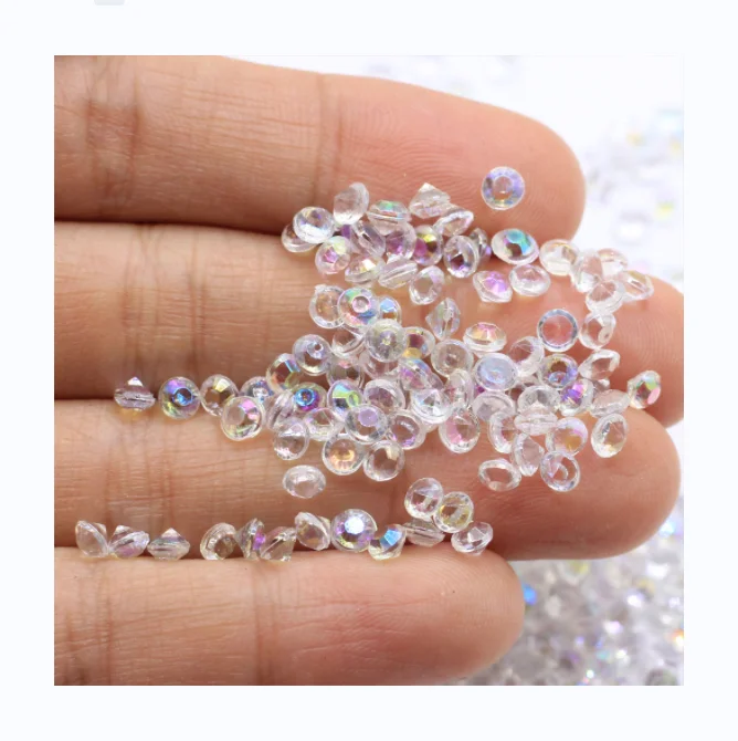 Shiny Clear 4mm Tiny Plastic Diamond Confetti Acrylic Crystals Confetti Wedding Party Decoration DIY Crafts Embellishments