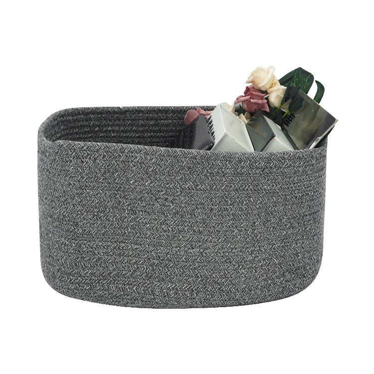 

Wholesale handmade cotton rope laundry storage basket with popular colors, Grey or custom