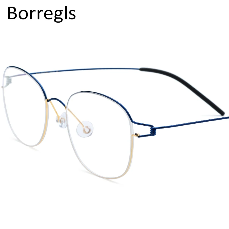 

Borregls Titanium Alloy Glasses Frame Men Prescription Eyeglasses Women Myopia Optical Frame Screwless Eyewear 28618