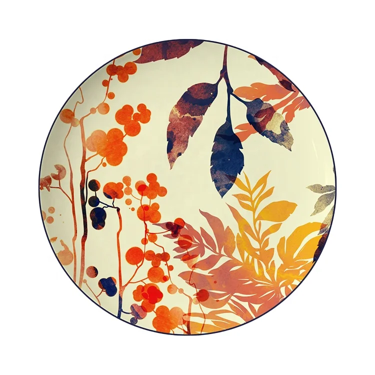 

Autumn Yellow Red Leaf Design Ceramic Tableware Ware Sets Bone China Porcelain Plates