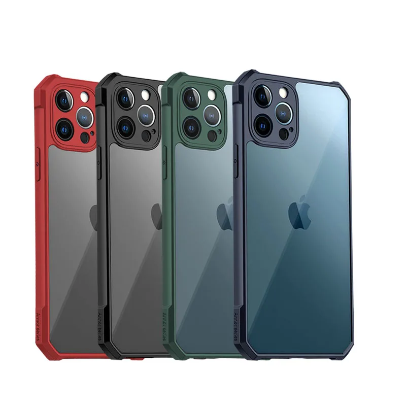 

High quality ULTRA-THIN Pc tpu phone back cover shockproof clear mobile phone case for iphone 12 11 XR Xs max Transparent case, 4 colors