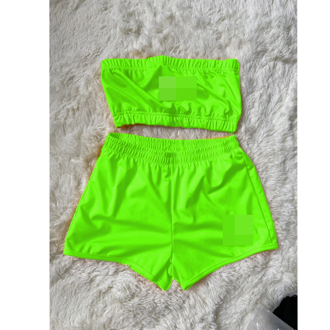 

2021 Summer Women Gym Yoga Fitness Sports Tank Tops Solid Color Sleeveless Slim Fit Shorts Pants Two Piece Set