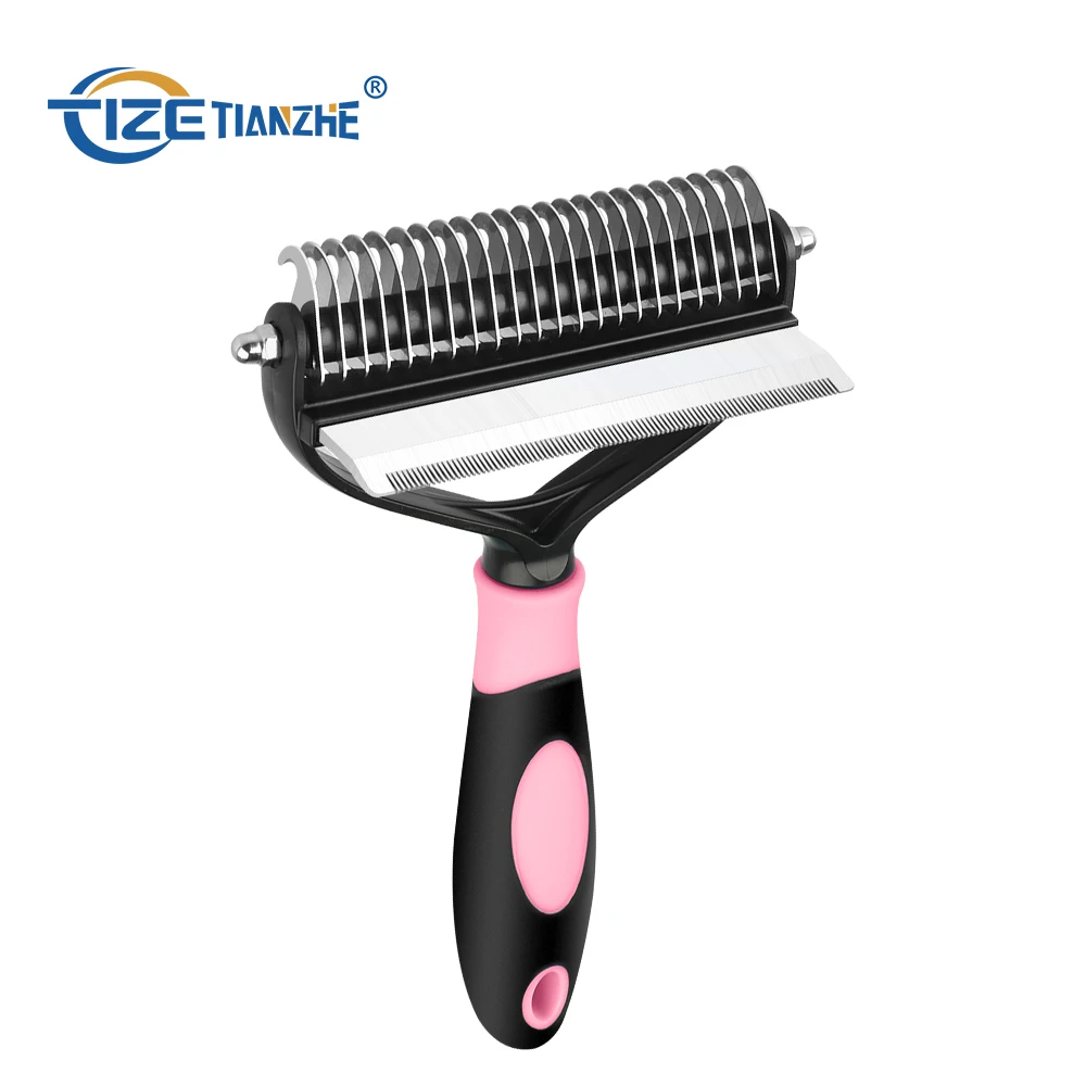 

2 in 1 Pet Fur mins Grooming Tools Hair Shedding Trimmer Comb Dog Cat Removal Brush Comb Pet grooming brush for dog and cat