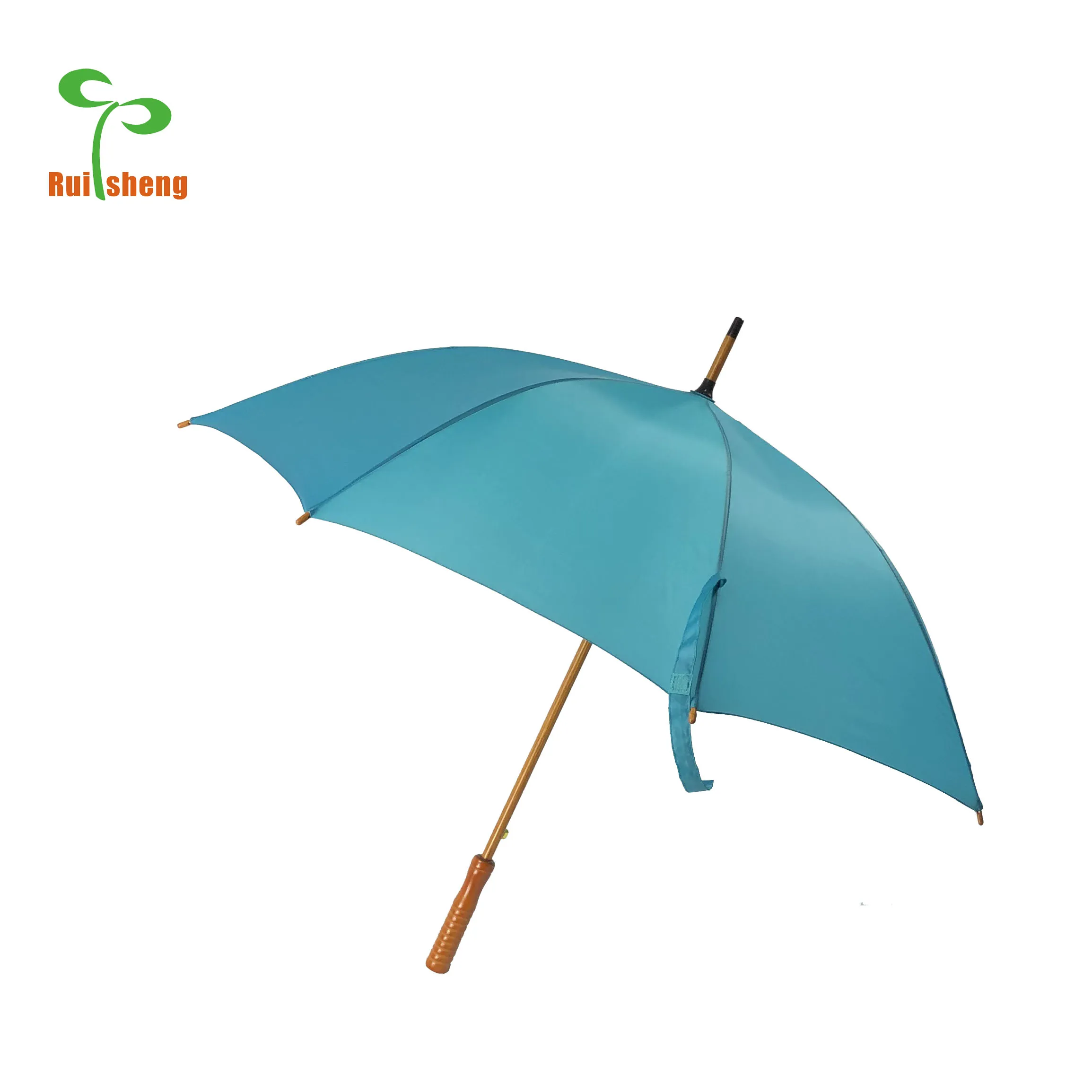 

Wood umbrella 23 inch straight auto open with custom logo wooden handle umbrella, Custom color