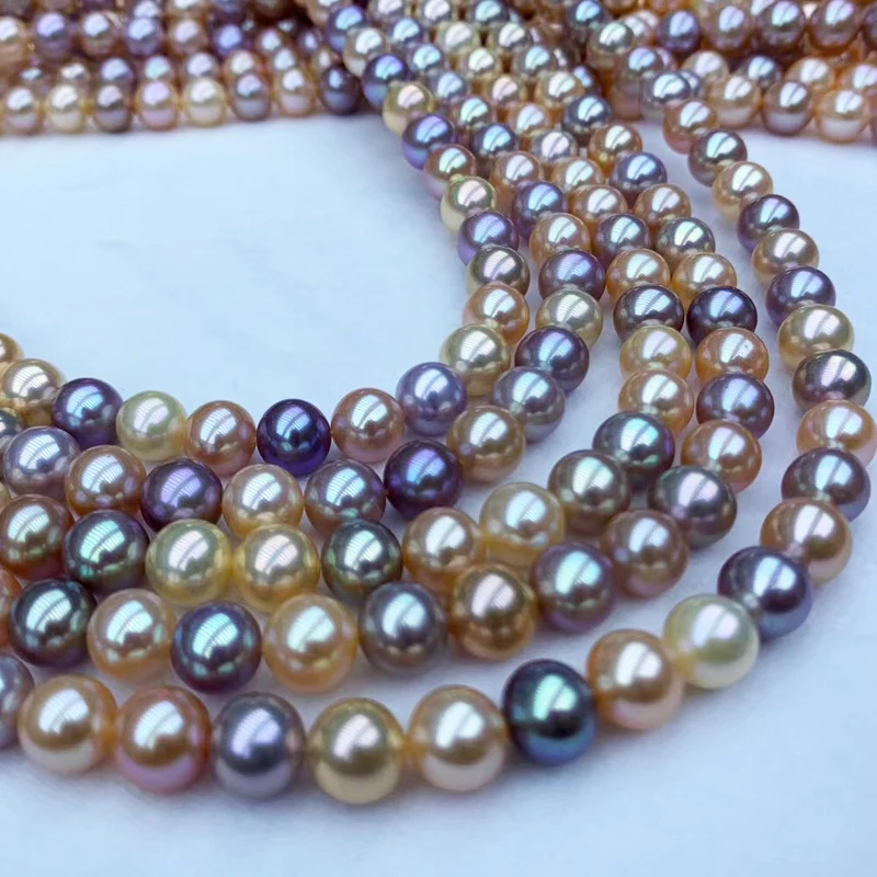 3A Quality Pink Purple Natural Freshwater Pearl String Pink Purple Loose Pearl for Earrings Necklace Pendant