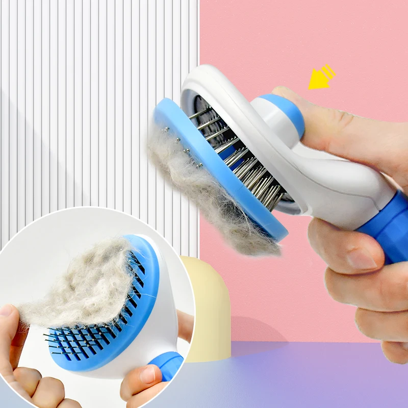 

DEKU Self-Cleaning Pet Grooming Comb Automatic Hair Removal Brush Stainless Steel Needles Cat Dog Comb