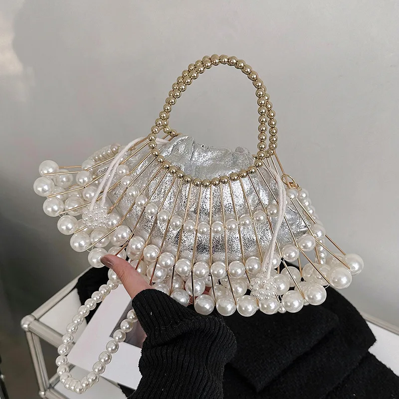 

Niche design pearl shoulder crossbody bag beaded portable evening bag 2023 new clutch evening bag