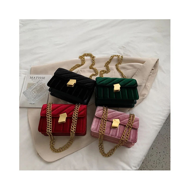 

Luxury Handbags Velvet Crossbody Bag women Vintage bag Velour Special Lock Ladies Chain Messenger Bags Designed Borse da donna