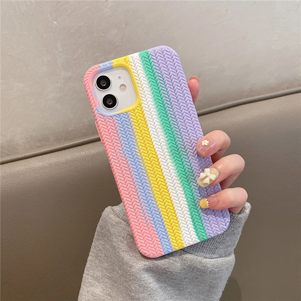 

New arrival 3d design shock proof mobile cover rainbow liquid silicone cell phone case for iphone 13 12 11 xr xs max 7 8 plus, Multi colors