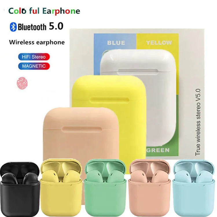 

2021 Colorful Macaron Inpods 12 TWS blue tooth 5.0 i12 wireless earphone headphone with Charging box for iphone