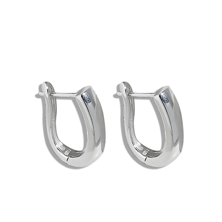 White Gold U Horseshoe Hoop Earrings 18k 925 Sterling Silver Oval Horseshoe Hoop Earrings