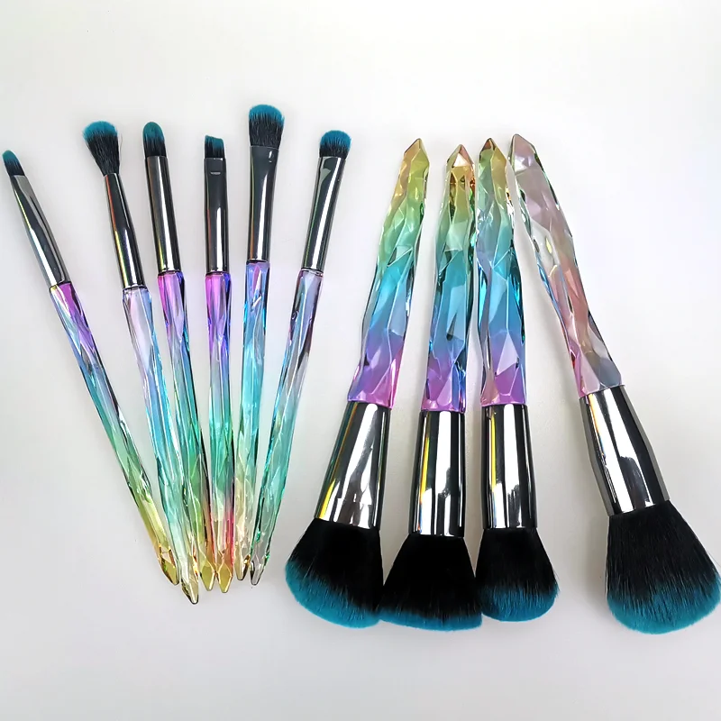 
10pcs Crystal Handle Transparent Diamond Makeup Brush Set 