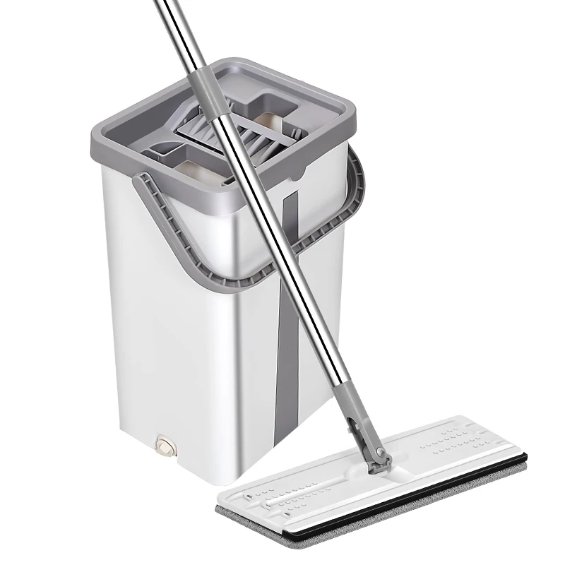 

Lazy Mop Amazon hot sale Free Hand Washing Flat Mop Ultrafine Fiber Cleaning Mop wet and dry household, Grey and white