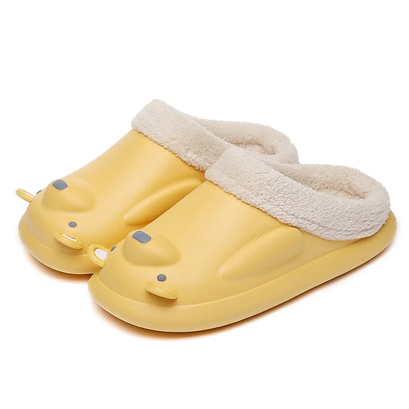 

New waterproof cotton slippers female winter indoor cartoon Plush warm couple cute slippers for women, Picture showed