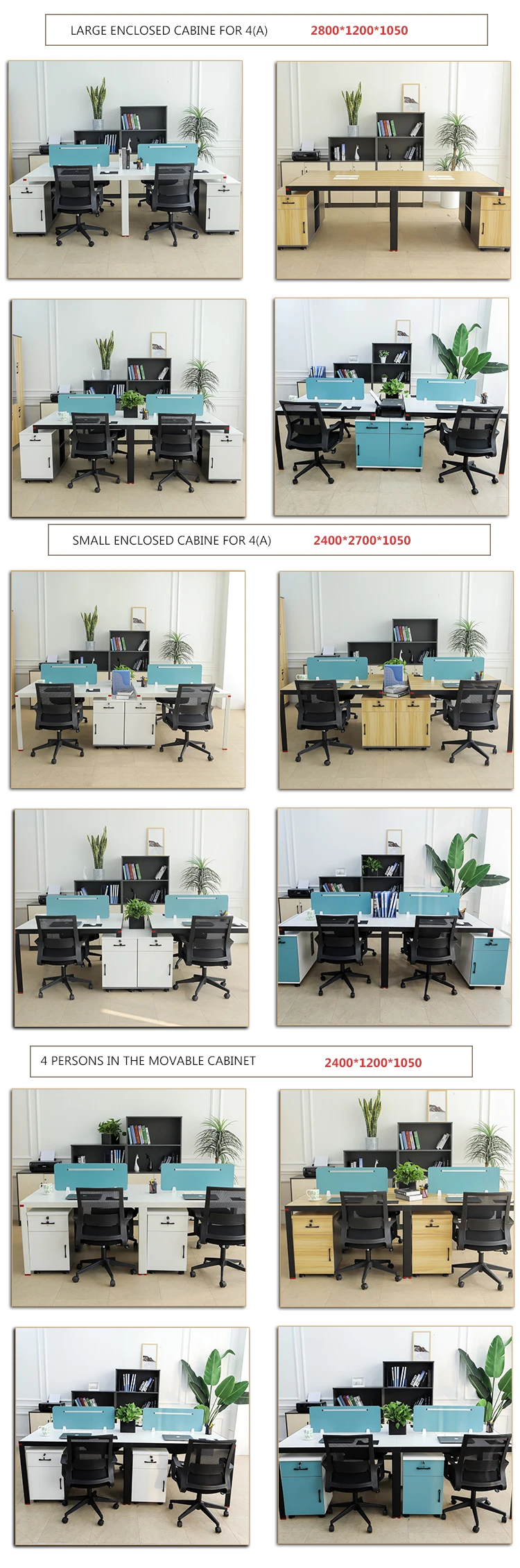 The most fashionable modern 2 persons in the movable cabinet office furniture from china