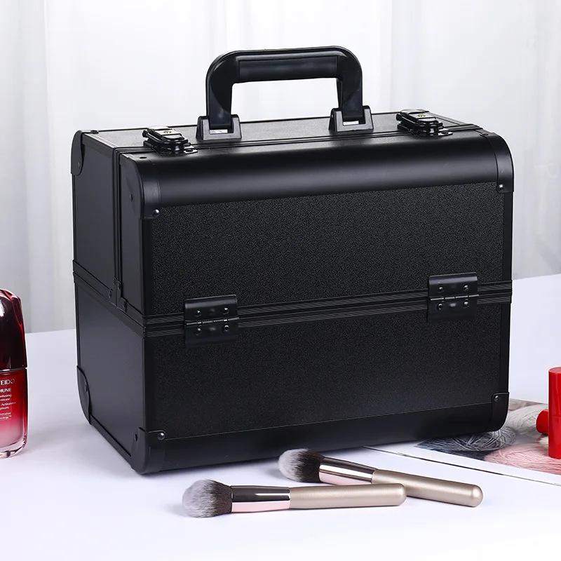 

Maleta Com Maquiagem Hard Handle Aluminum Case Makeup Profeccional Maleta De Maquiagem Cosmetic Box Makeup Bag With Dividers, As show