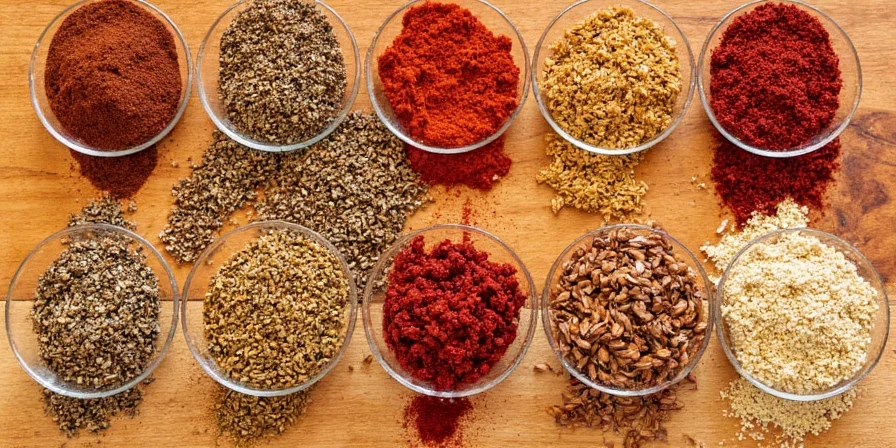 Traditional Lebanese spices laid out