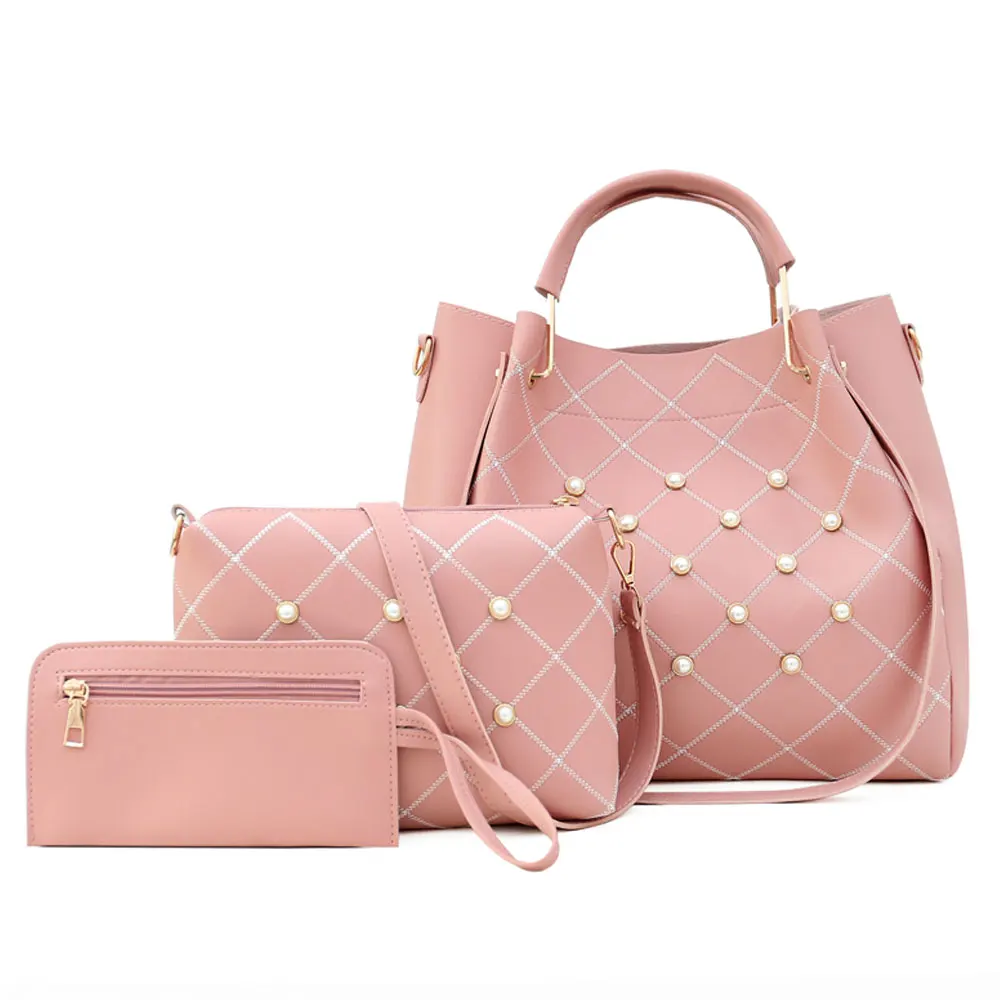 

Online shopping set bag pu leather ladies cheap handbag sets