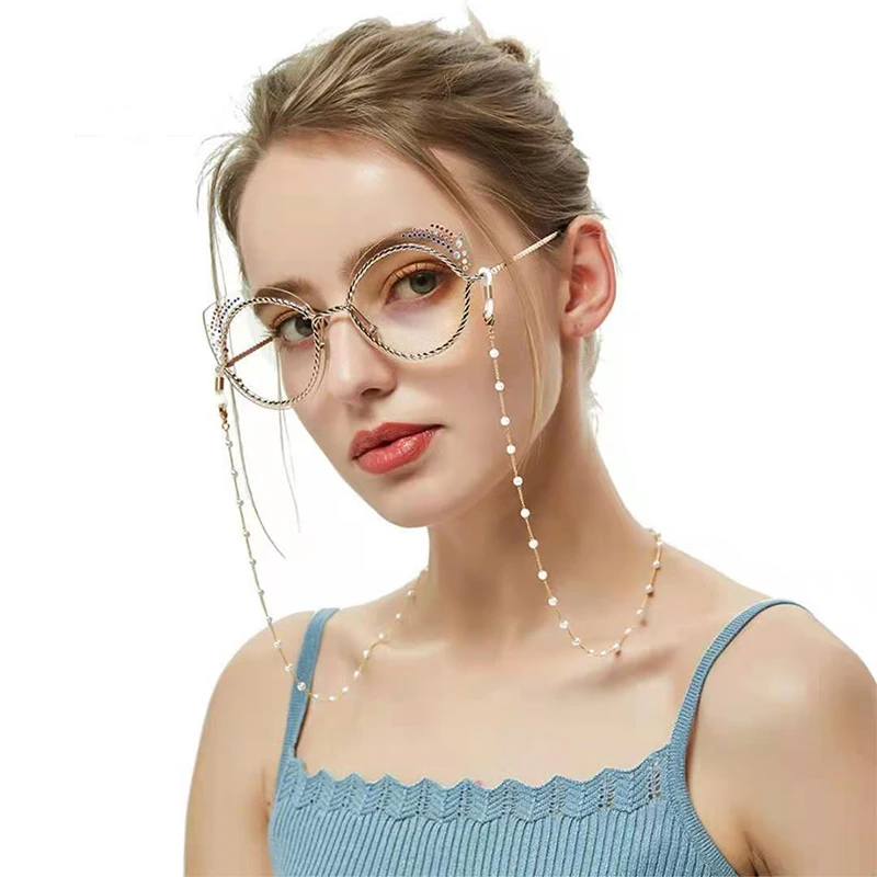 

2021 Newset Glasses Cord Simple Pearl Glasses Rope Glasses Hanging Chain Neck Drop Glasses Rope, 3colors