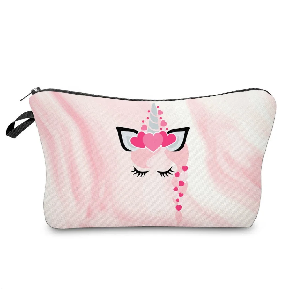 

Popular Unicorn Makeup Bag Cosmetic Bags Toiletry Bag Canvas Zipper Makeup Pouch Daily Storage Women Purse Travel Carrying