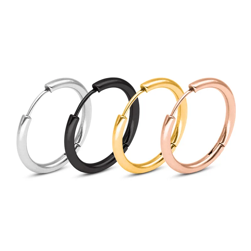

2020 Korean Style Stainless Steel Huggie Small Charms Hoop Earrings, Picture-steel, black, gold, rose gold, seven colors,blue