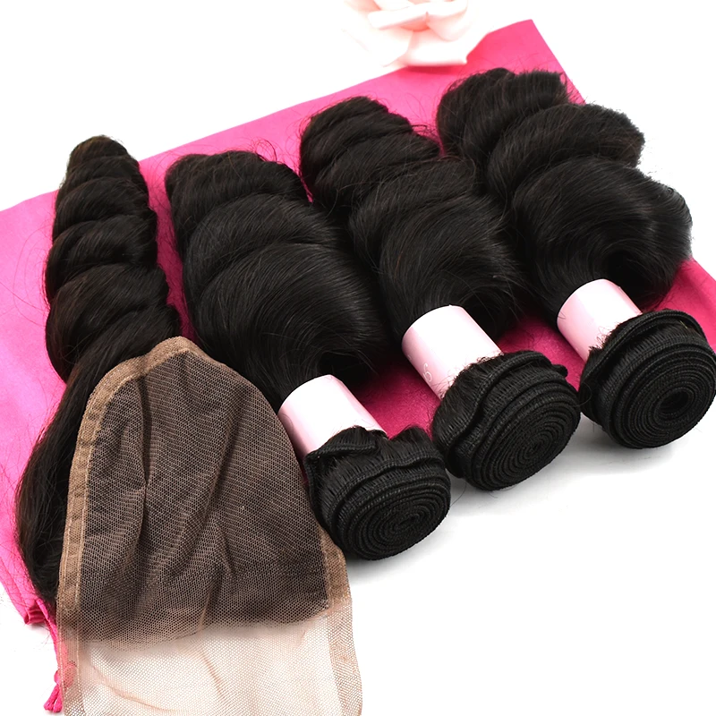 

Double Drawn Virgin Loose Wave Bundles With Closure