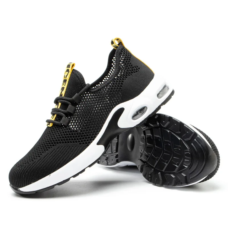 

Resistant Lightweight Ladies Safety Sneakers Comfortable Safety Toe Work Shoes Breathable Work Shoe Men Steel Toe Shoes, Black