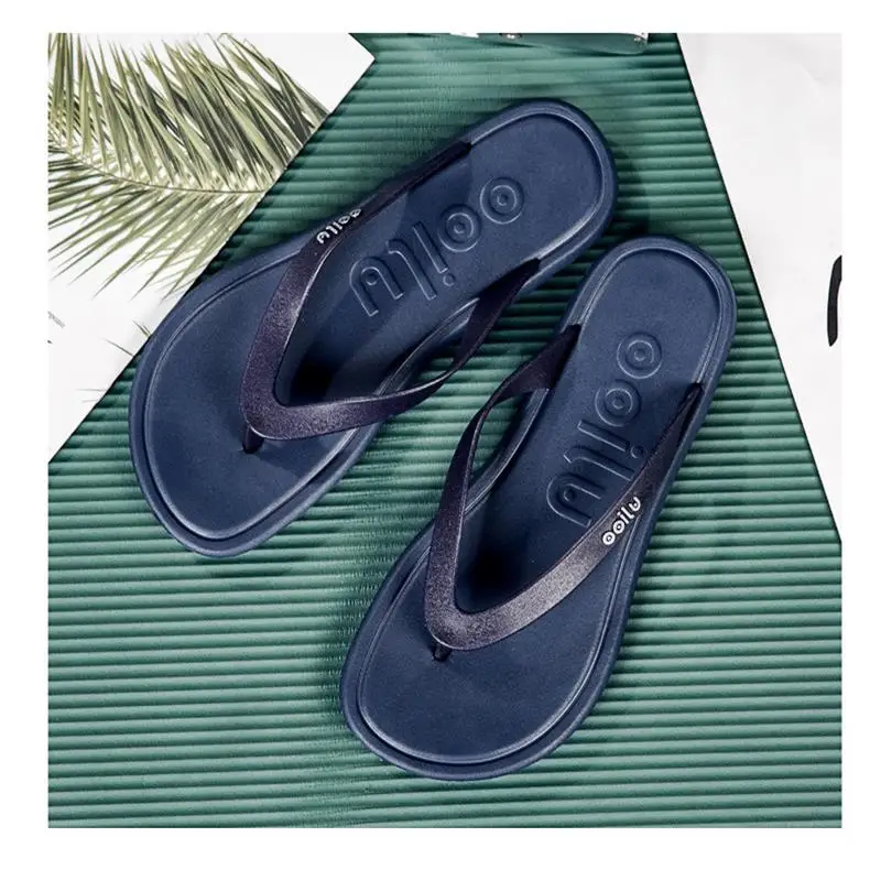 

Summer Outdoor Manufacturers Men Pvc Slippers Casual Anti Slip Flat Flip Flops, As picture