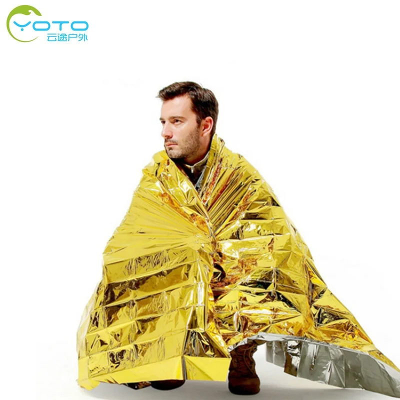 

Wholesale Factory Direct PET Foil Outdoor Survival First Aid Thermal Rescue Emergency Blanket, Silver/gold/green/red/customized