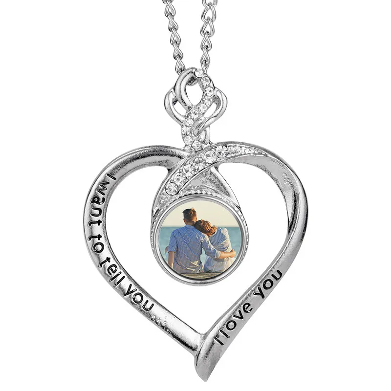 

Lockets Pendant Necklace Memorial Day Souvenir Gift Sublimation Button Snap Heart Necklace