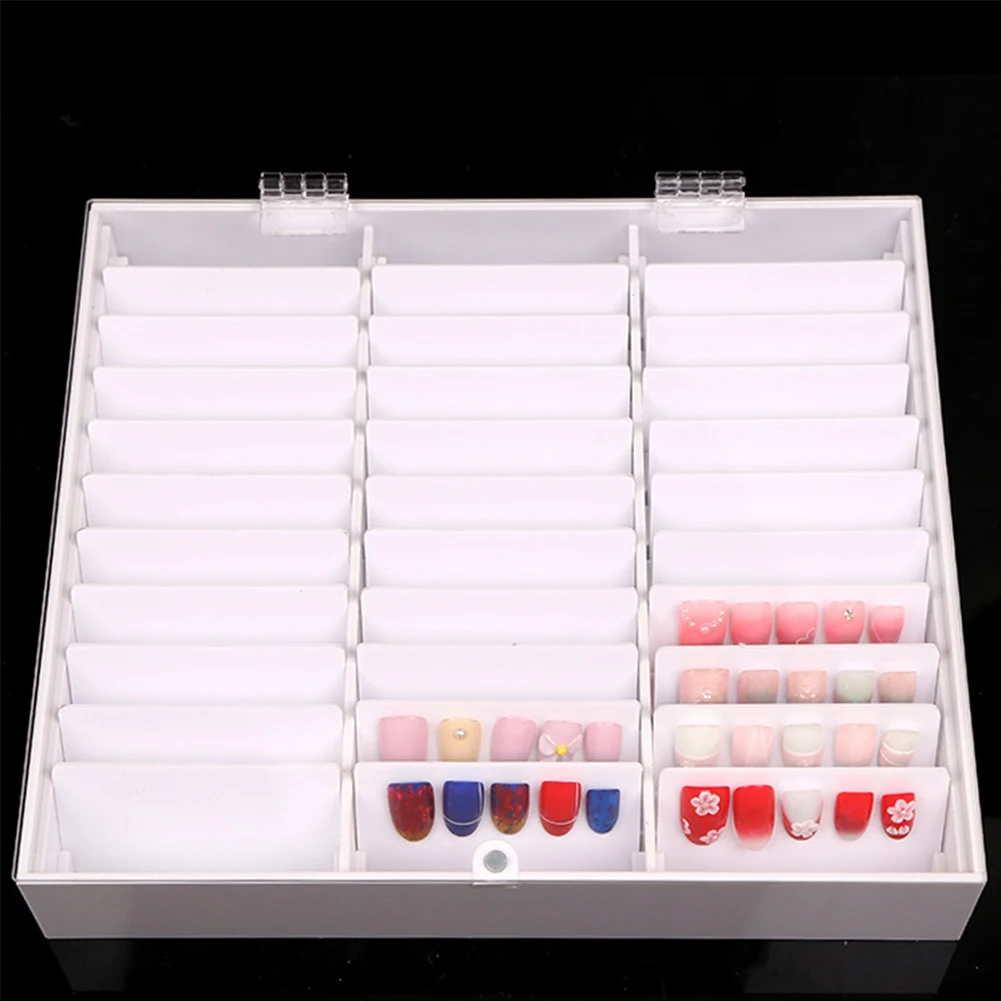 

IMAGNAIL 30 Grids Empty Transparent Acrylic Nail Tips Art Display Box Holder Nail Organizer